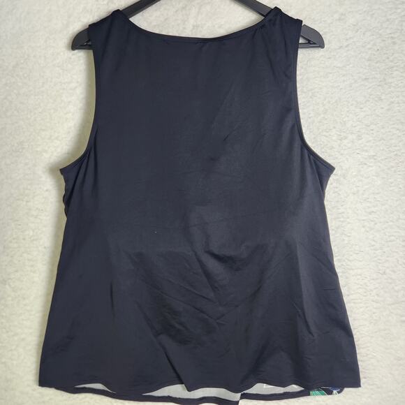 Lands End Tankini Swim Top Plus 20W Long Torso Tall Floral Black Blue Modest - Picture 7 of 14